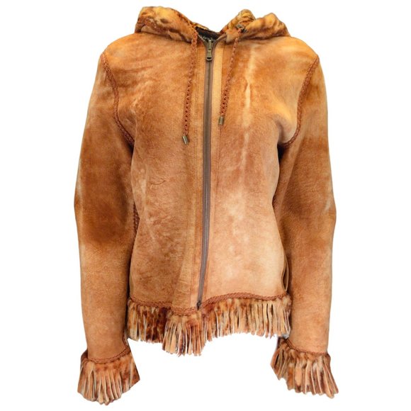 80s Cognac & Leopard Leather Jacket (M)